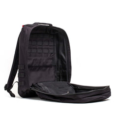 GORUCK black 26L rucksack with open main compartment and internal pockets