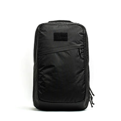 GORUCK GR2 black rucksack with front zipper pocket and velcro patch panel