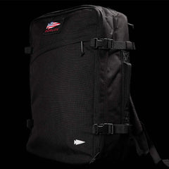 GORUCK black rucksack backpack with American flag patch, rugged gear for rucking
