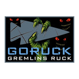 GORUCK Gremlins Ruck patch with green monster claws, sharp eyes, and rucking arrow logo