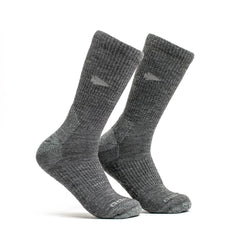 GORUCK charcoal merino wool long crew socks for rucking, two socks on white background