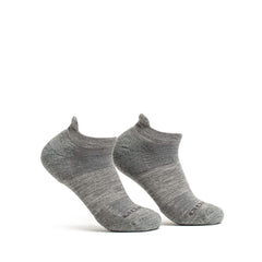 GORUCK charcoal gray no-show merino wool ankle socks on white background
