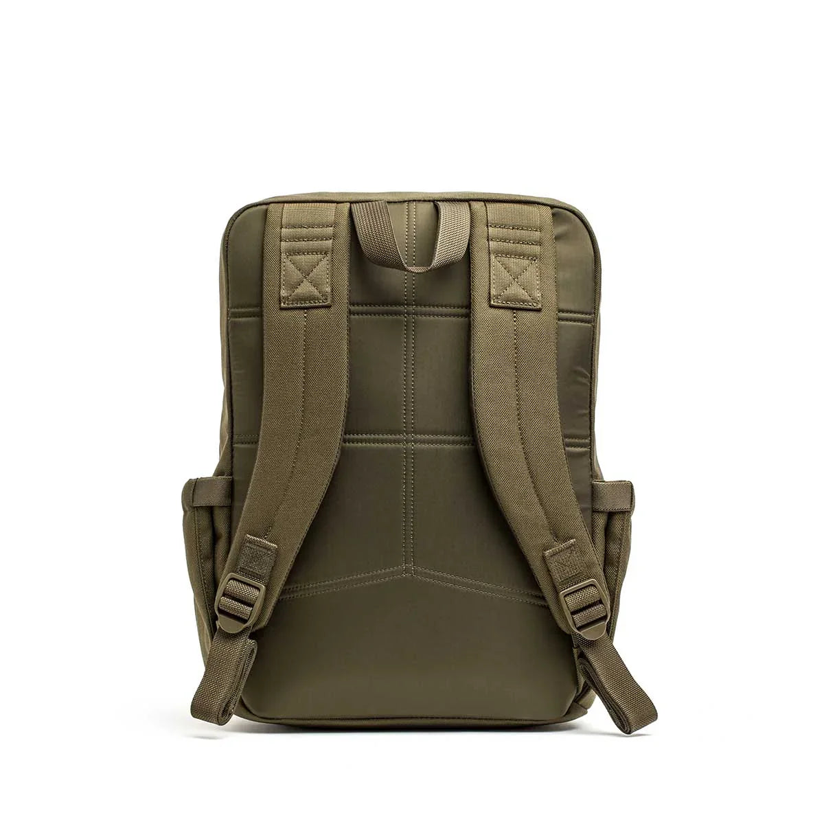 GORUCK Ranger Green rucksack, rear view, showing padded straps and durable design