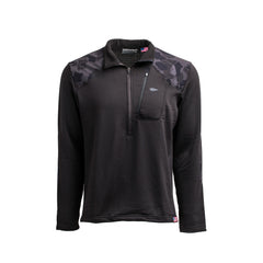 GORUCK black indestructible Grid Fleece half zip pullover with black Frogskin camo accents