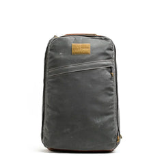 GORUCK Heritage Slate rucksack backpack with front zipper pocket on white background