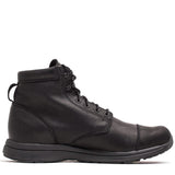GORUCK black leather MACV-1 rucking boot with rugged sole, side profile on white background
