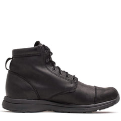GORUCK black leather MACV-1 rucking boot with rugged sole, side profile on white background