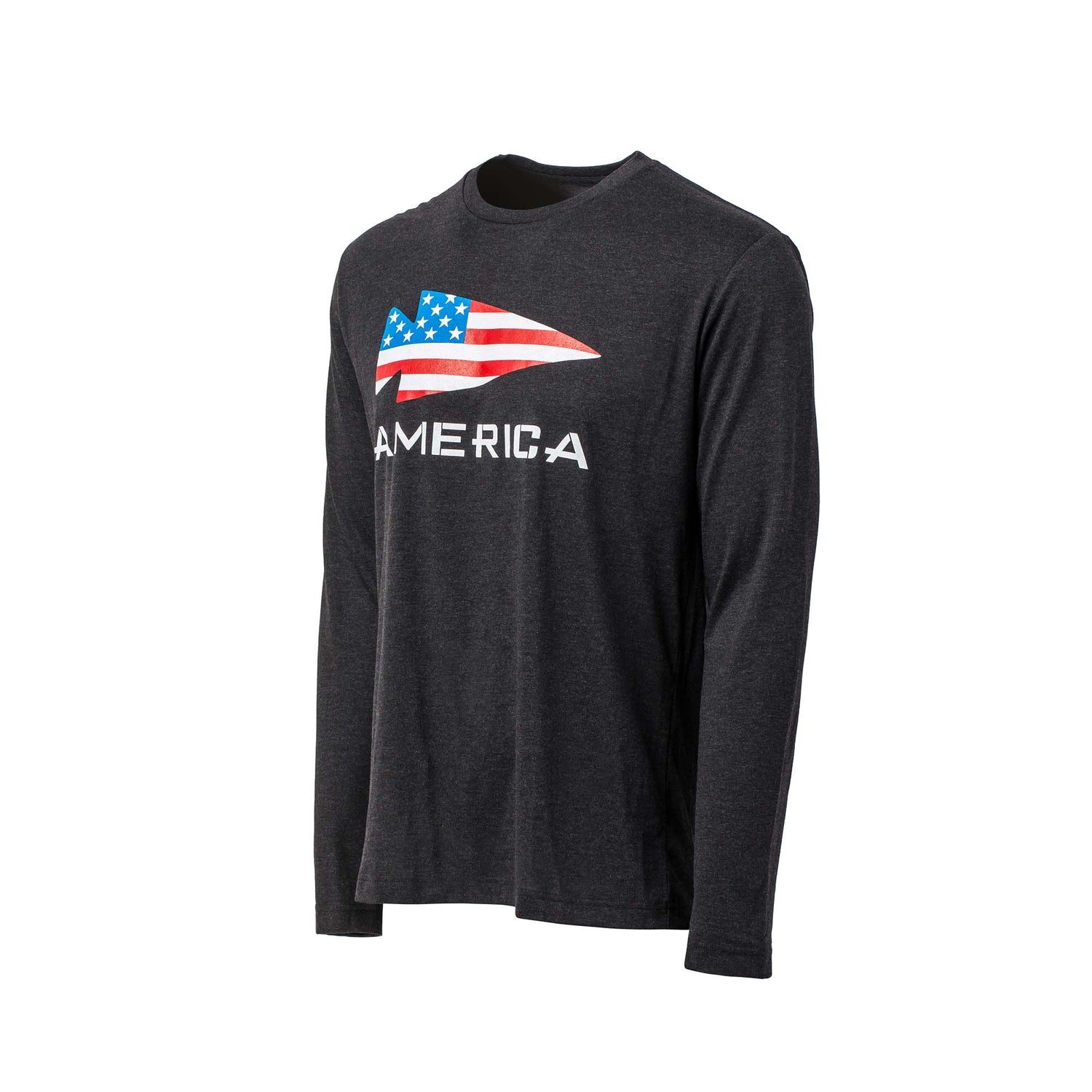 Men's America Long Sleeve - Tri-BlendX features an American flag graphic and 