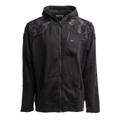 GORUCK men's black grid fleece full zip hoodie with black frogskin camo shoulder accents
