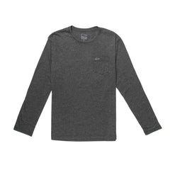GORUCK men's charcoal long sleeve triblend shirt with pocket and spearhead embroidery