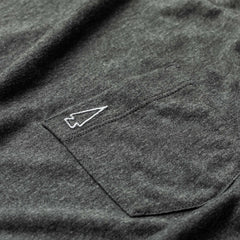 GORUCK men's charcoal triblend long sleeve shirt, chest pocket with spearhead embroidery