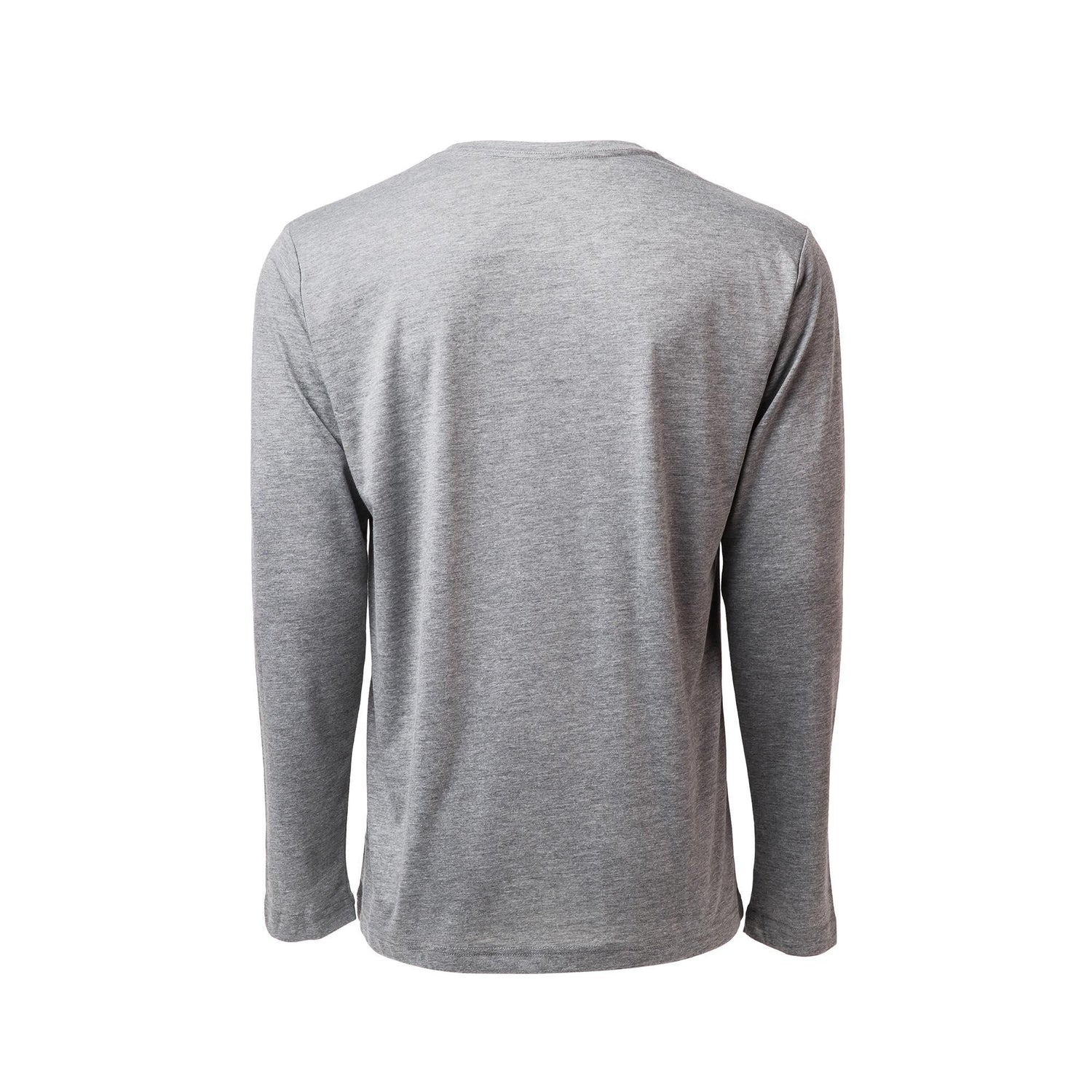 GORUCK men's heather grey long sleeve triblend shirt, size L, back view