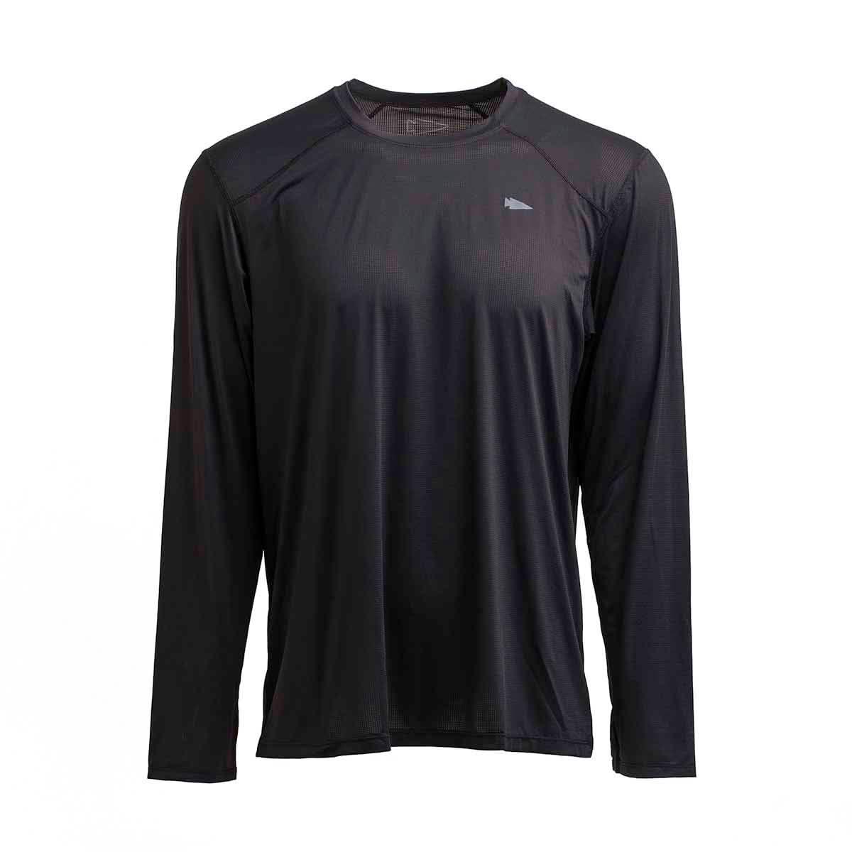 GORUCK men's black long sleeve performance tee with thumbholes, size L, front view