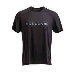 GORUCK men's black performance tee, size L, with logo, moisture-wicking athletic shirt