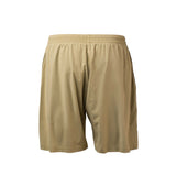 Men’s Training Shorts - ToughStretch: Tan athletic shorts with an elastic waistband, made from ToughStretch fabric. Ideal for gym workouts and training. Shown against a white background.