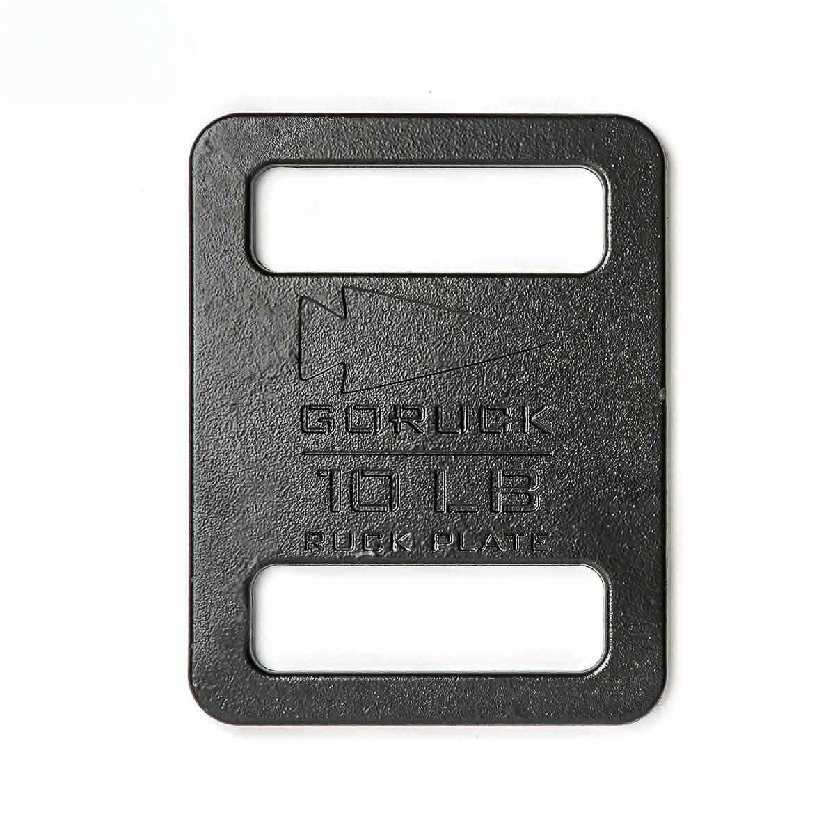 GORUCK 10 LB ruck plate black weight for rucking gear, top view on white background