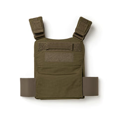 The Training Weight Vest 2.0 in olive green features adjustable shoulder straps and holds ruck plates for weighted workouts, shown against a white background.