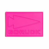 GORUCK hot pink PVC patch with arrowhead logo and embossed GORUCK text