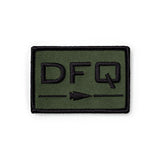 GORUCK DFQ OD Green Black morale patch with arrowhead and black border