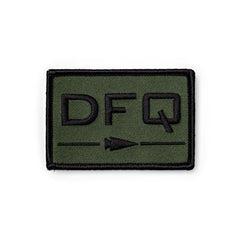 GORUCK DFQ OD Green Black morale patch with arrowhead and black border