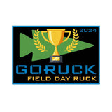 GORUCK Field Day Ruck 2024 patch with trophy and laurel design on black background