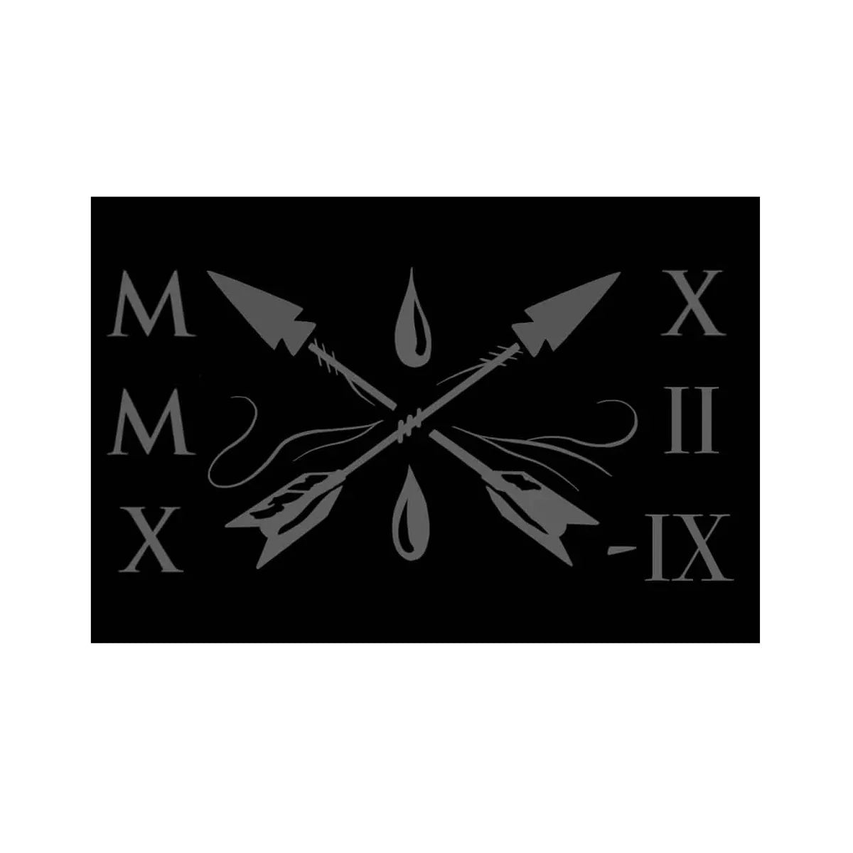 GORUCK Tribe 2022 September patch with crossed arrows, Roman numerals, and water drops on black