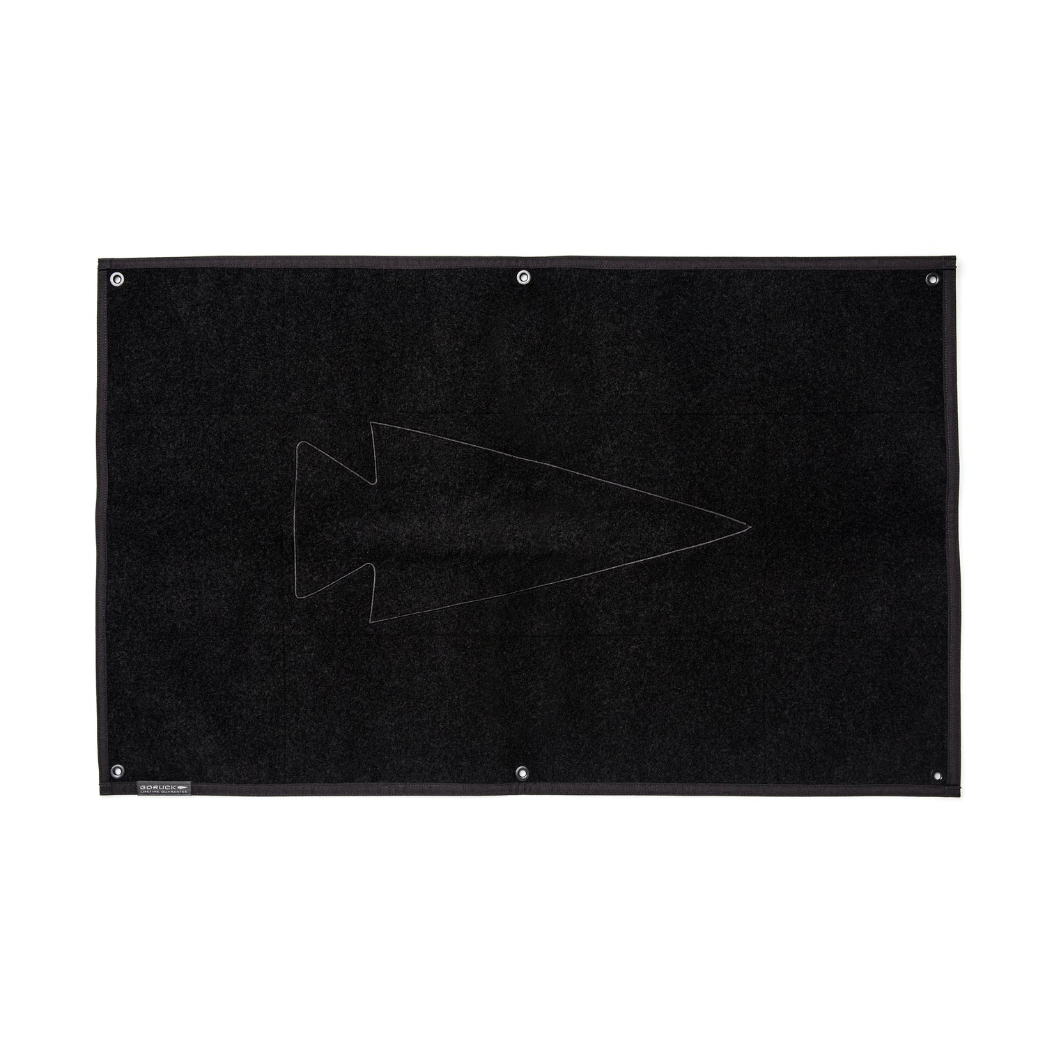 GORUCK large black patchboard with arrowhead outline and metal grommets for rucking gear