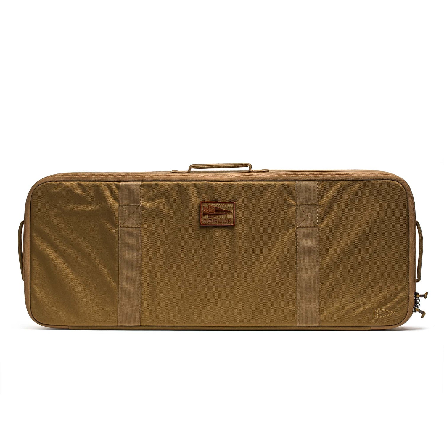Brown rectangular Rifle Case with handles and a small front patch, displayed against a white background.