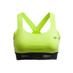 GORUCK Tough Flex Acid Lime Rucking Bra with black band and reflective logo, front view