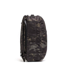 GORUCK black multicam rucking backpack side view, tough tactical outdoor gear