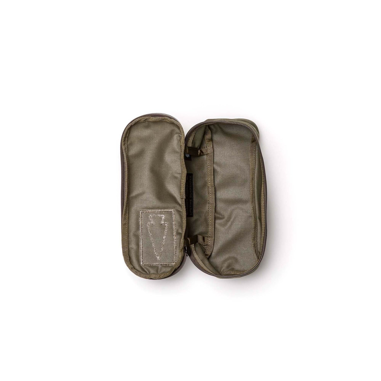 GORUCK Ranger Green Shadow Pocket pouch open on white background, minimalist rucking gear