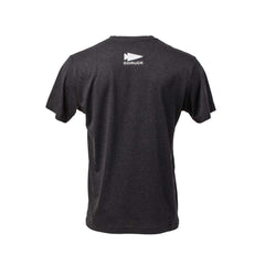 Back view of a dark gray America Tee - Tri-BlendX with a small white logo near the collar.