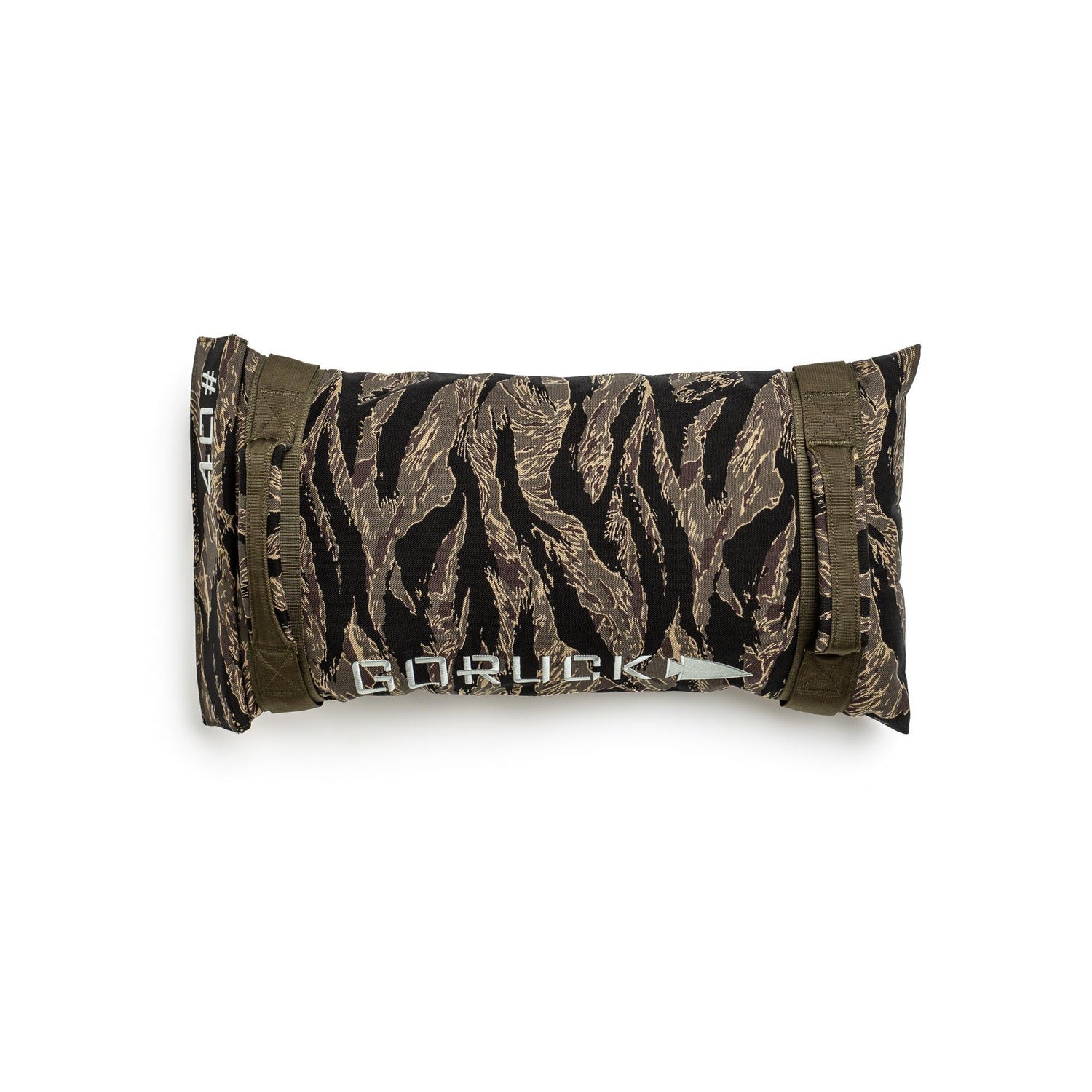 GORUCK 40LB training sandbag with tiger stripe camo pattern and reinforced handles