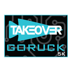 GORUCK Takeover 5K event logo with blue arrow and circuit board background