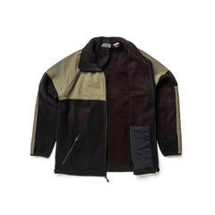 GORUCK Task Force Dagger fleece jacket in black and ranger green, size L, laid flat