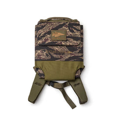 The RPC 3.0 + 10lb Ruck Sandplate is a camouflage-patterned Ruck Plate Carrier backpack with a tan "GORUCK" patch, ideal for weighted training with the included 10lb sandplate, shown on a white background.