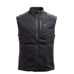 GORUCK black ToughDry fleece vest with camo shoulder accents, front zippers, no hood