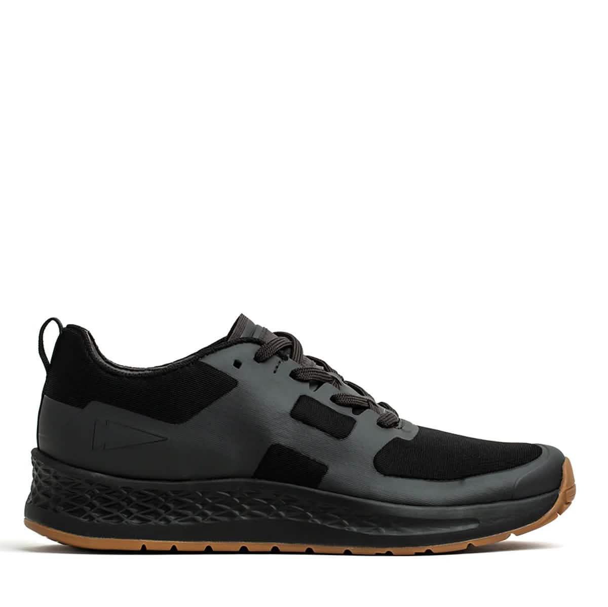 GORUCK Black Gum Rough Runner rucking shoe with black mesh upper and gum sole, side view