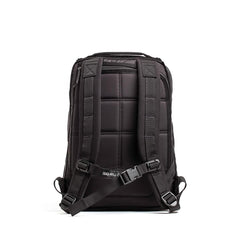 GORUCK black rucking backpack rear view with padded shoulder straps and sternum buckle