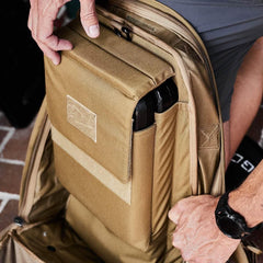 GORUCK brown rucksack interior with padded laptop sleeve and secure pocket