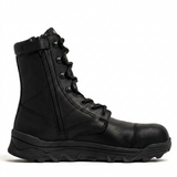 The MACV-2 Safety Boot - 8" High Top is a black tactical boot with laces, side zipper, composite toe, and rugged sole, displayed in profile on a white background.