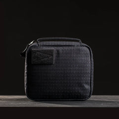 GORUCK black tactical rucking pouch with arrowhead patch on dark background