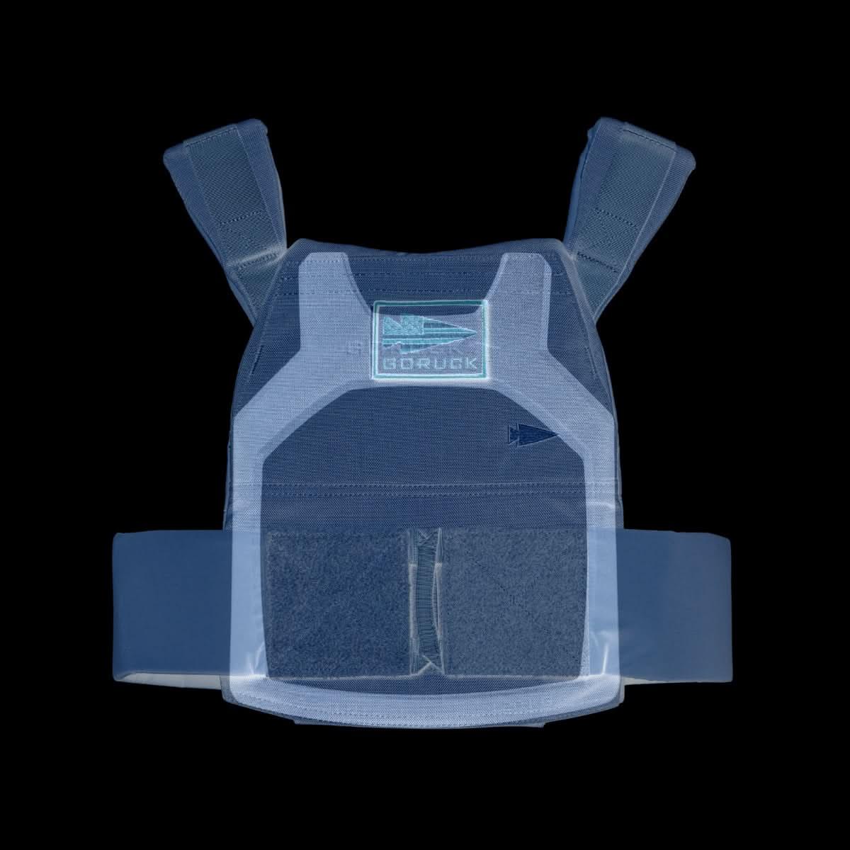 GORUCK ruck plate carrier x-ray view showing internal weighted plate and tough rucking gear design.