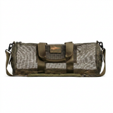 The Mesh Duffel Bag features breathable mesh, olive green straps, and a GORUCK logo patch—ideal for use as a dirty shoe bag or for carrying wet gear.