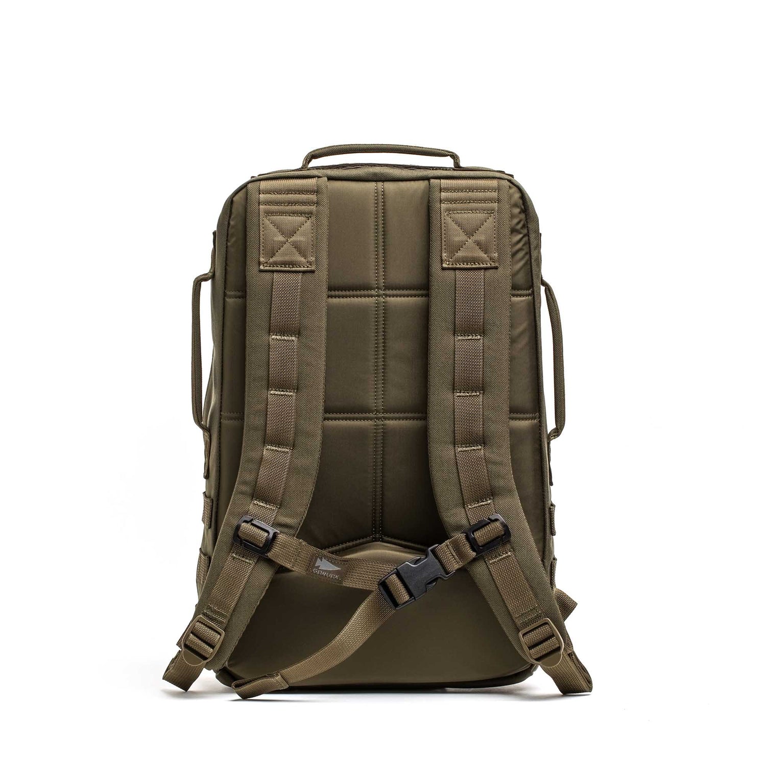 The Rucker 5.0, shown from the back, features padded straps and a chest buckle—ideal for rucking adventures.