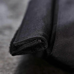 Close-up of black GORUCK rucking gear fabric with reinforced stitching, durable material