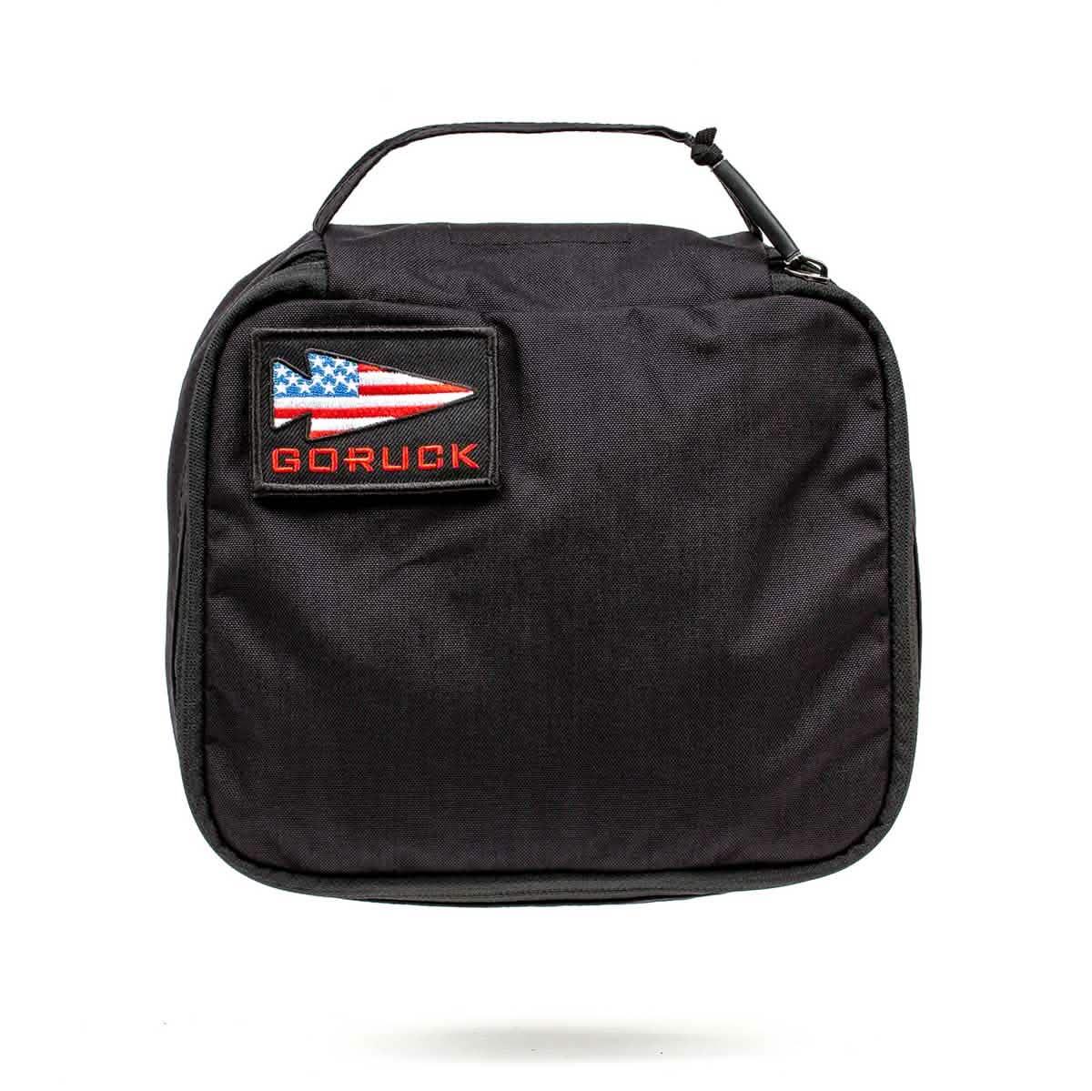 GORUCK Shadow Pocket L black rucking gear pouch with handle and American flag patch