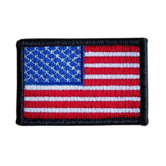 Embroidered American flag patch with black border, GORUCK rucking gear accessory