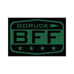 GORUCK BFF patch in green and black with stars, durable rucking gear accessory