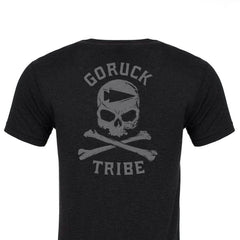 GORUCK Tribe tee black back view with skull and crossbones graphic and rucking gear branding